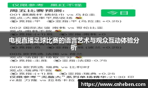 电视直播足球比赛的语言艺术与观众互动体验分析